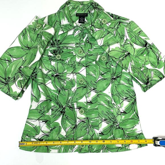 Rafaella Women’s Cropped Button-Up Jacket, Green Floral Print, Size M - Picture 7 of 9